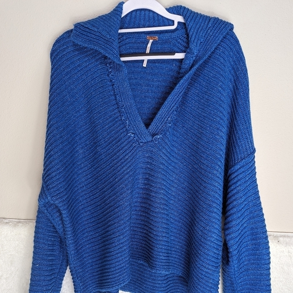 Free People Marlies Sweater Women's Medium Blue Shirt - Picture 2 of 16